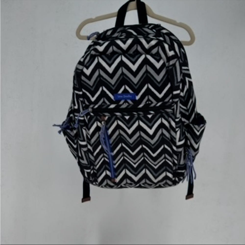 Vera Bradley Campus Backpack Chevron Black Grey White Zig Zag Large Laptop Bag